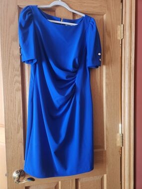 Elegant Royal Blue Ruched Women's Dress